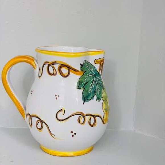 Beautiful Vintage Italian Ceramic Pitcher Tadinate Hand Painted Sangria Pitcher - Picture 9 of 9